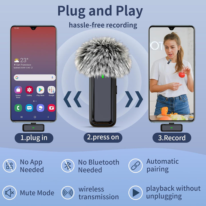 TXTUNE Micrófono Lavalier de Solapa Inalámbrico para iPhone 14\/13\...