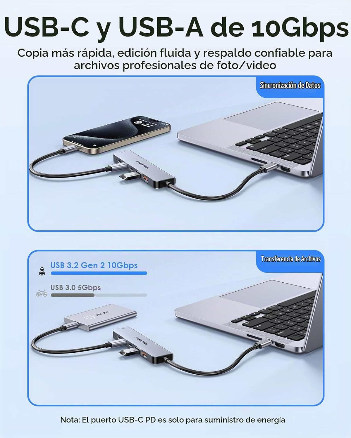 LENTION, CE37H-GRY, hub USB 3.2