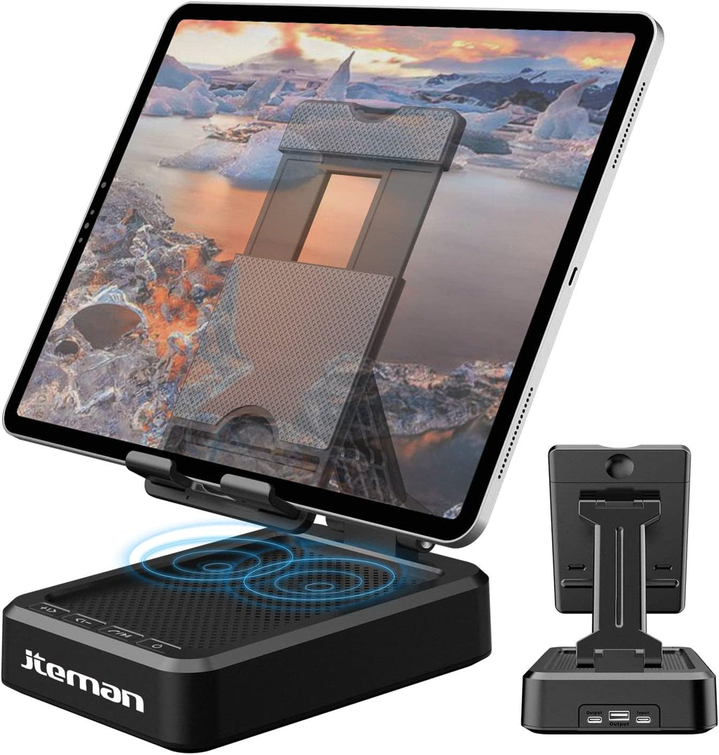 JTEMAN Soporte para tableta con altavoz Bluetooth, base de escritorio