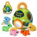 Juguete de peluche de dinosaurio para bebé con sonajero y espejo, a