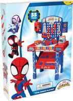 Marvel Spidey & His Amazing Friends - Juego de banco de herramientas de 55 piezas, auto desmontable