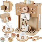Cafetera de juguete para niños, juguete de madera de simulación
