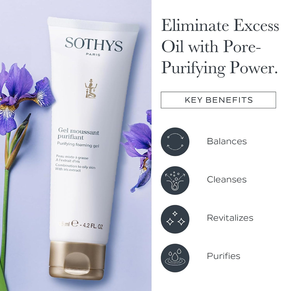 SOTHYS Gel espumoso purificante | Limpiador facial suave para piele...