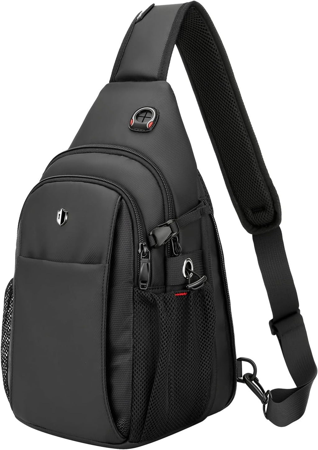 Bolso de porfolio anti-robo para hombre, bandolera expansible cruzada con bolsillo para botella de agua, mochila de viaje que cabe 11” iPad y Switch 2 para traslado diario, negro