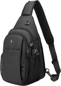 Bolso de porfolio anti-robo para hombre, bandolera expansible cruzada con bolsillo para botella de agua, mochila de viaje que cabe 11” iPad y Switch 2 para traslado diario, negro