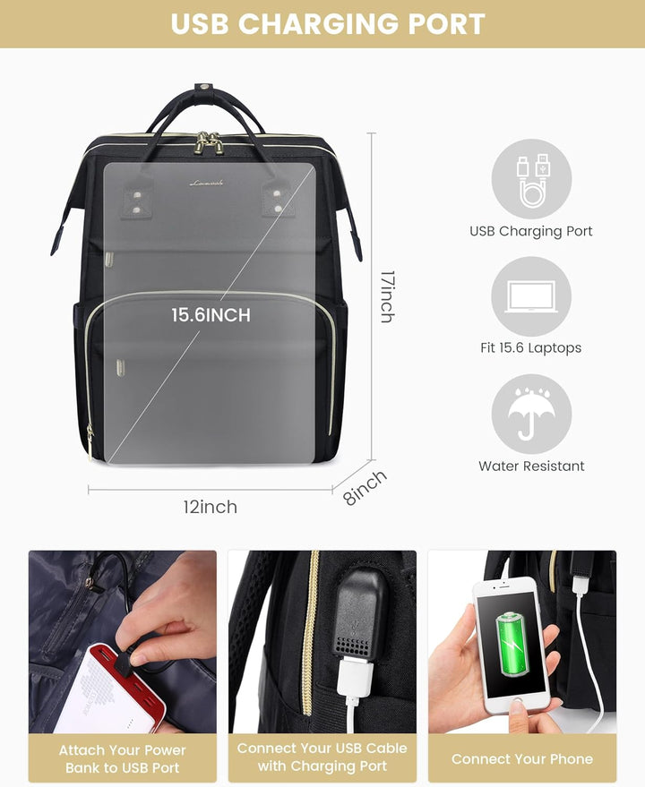 LOVEVOOK Mochila para laptop para mujer, viaje con compartimento, r...