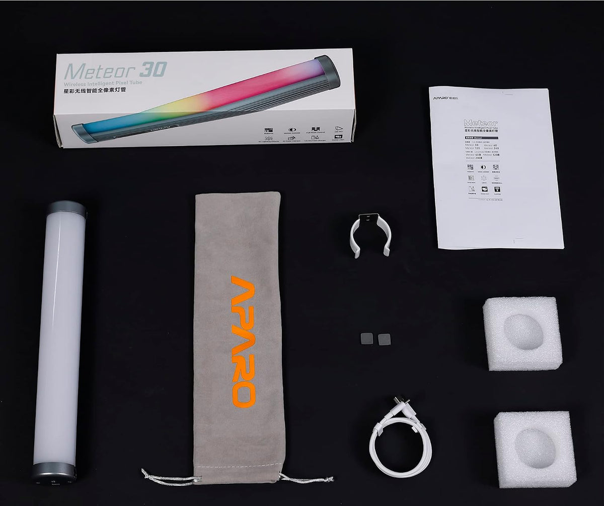 Meteor 30 tubos de píxeles a todo color luz LED, 10 W RGBWW, CCT 2,000 K a 20,000 K, barra de luz de mano RGBWW de 30 píxeles, soporte de atracción magnética, control de aplicación