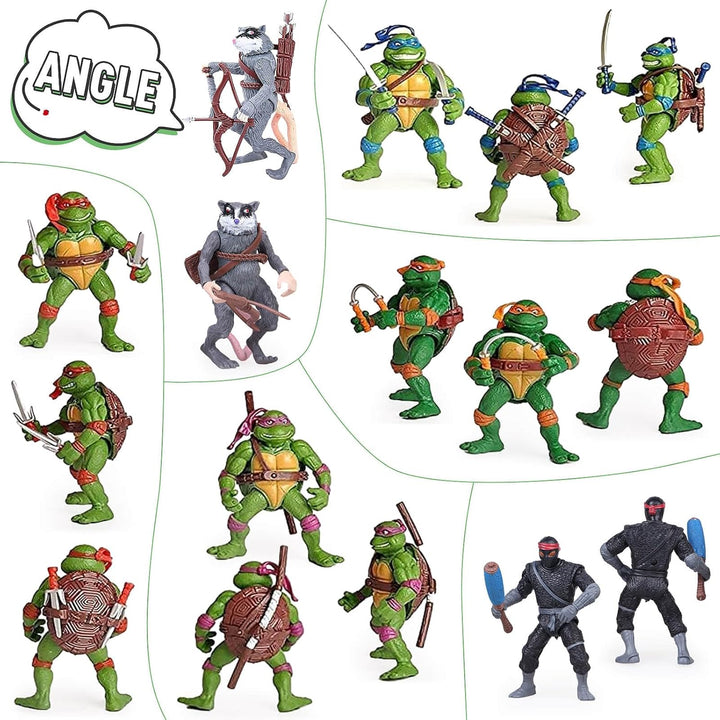 KLUKGE Paquete de 6 figuras de acción de tortugas de 4.7 pulgadas,...