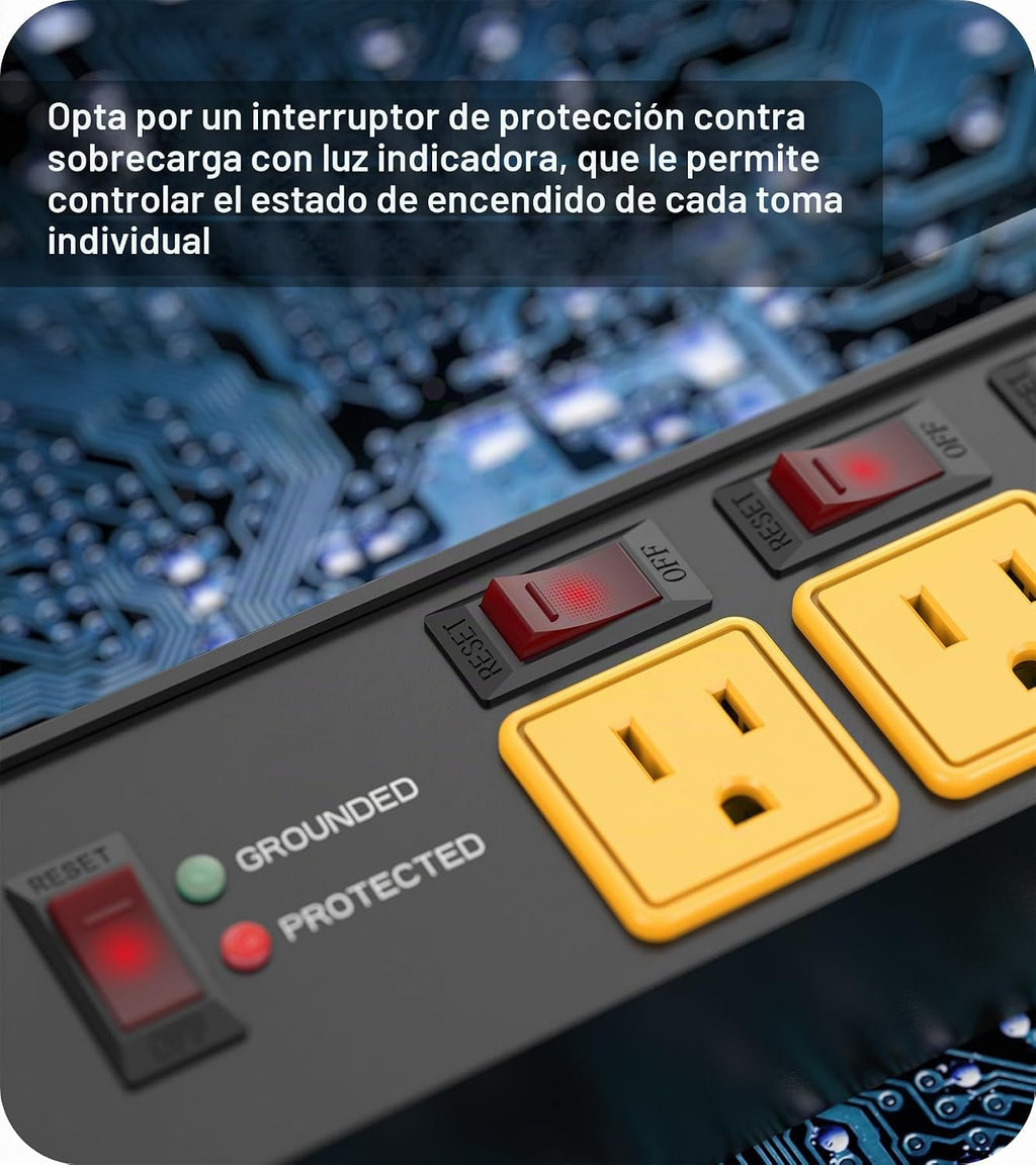CCCEI Cable de extensión largo de calibre 12, interruptores individuales