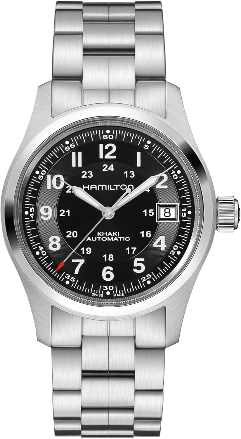 Hamilton HML-H70455133 Khaki Field Reloj de plata automático suizo con pantalla analógica para hombre, Negro -, Militar
