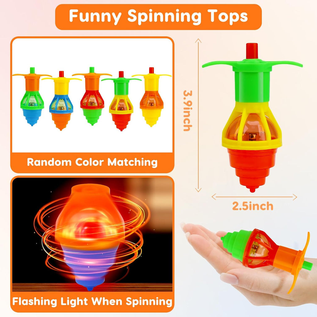24 piezas de tops giratorios iluminados que brillan para fiestas de