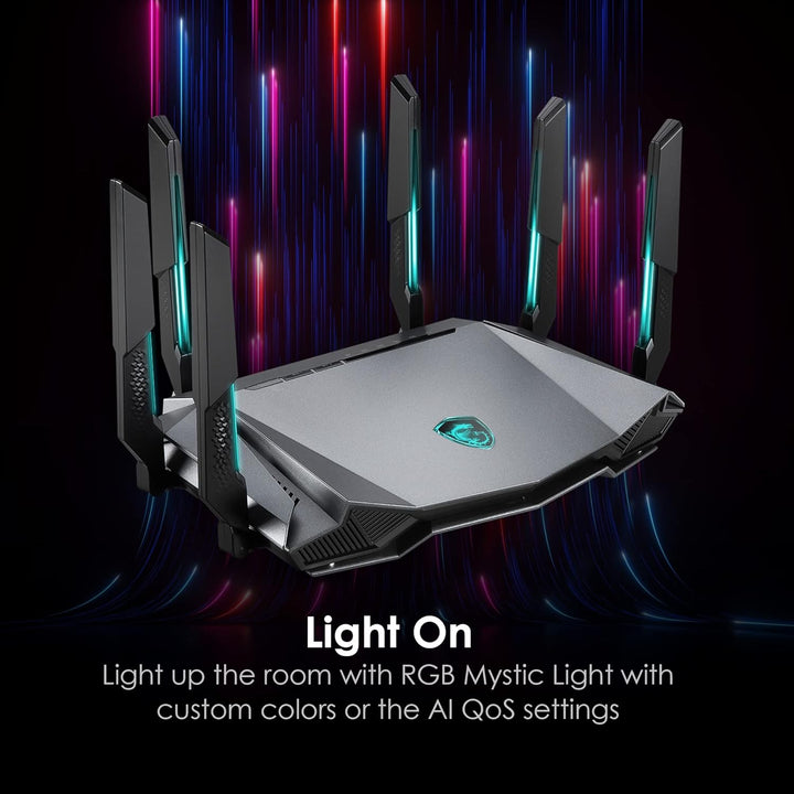 MSI Radix AXE6600 WiFi 6E Router de Juego Tri-Band, AI QoS, RGB, pr...