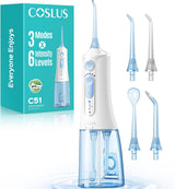 COSLUS Irrigador de agua portátil para dientes: 3 modos y 6 ajustes...