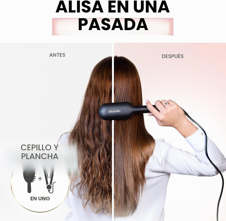 ELLA BELLA® Cepillo alisador de cabello, peine alisador térmico | S...