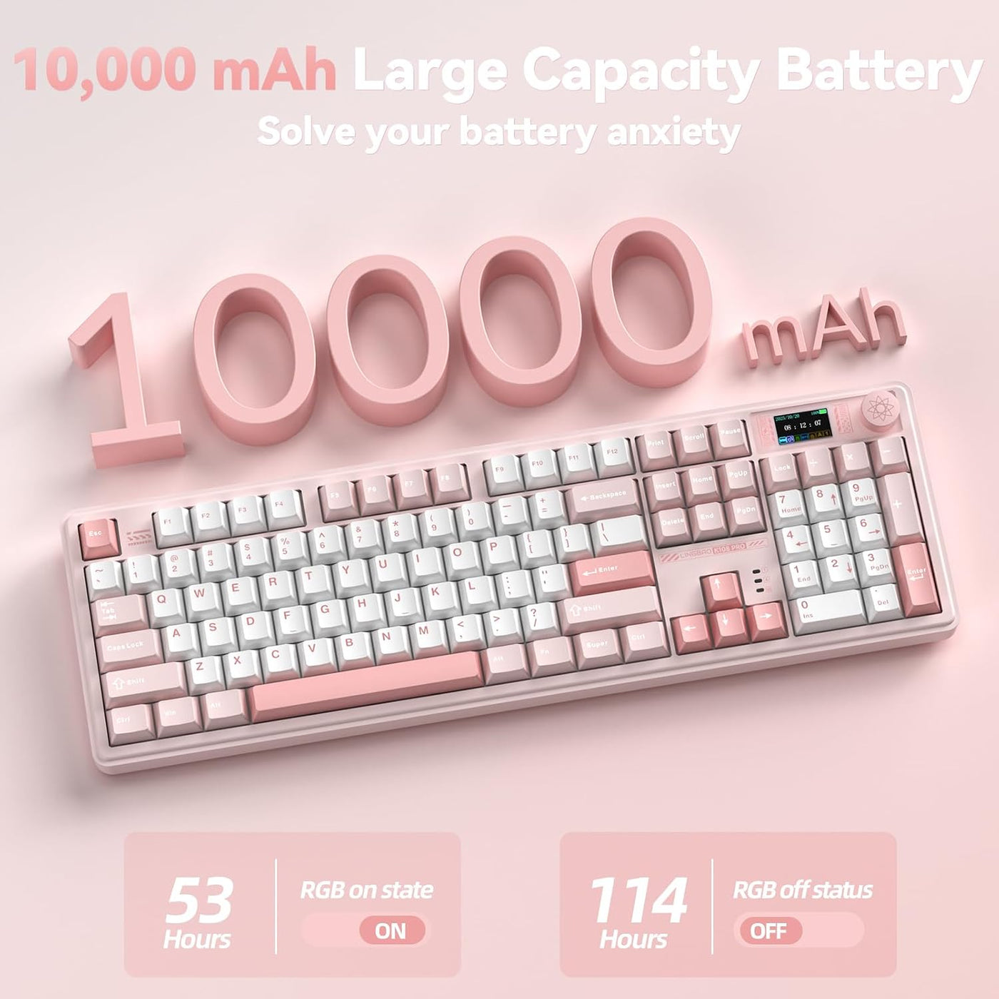 LINGBAO K108 Pro Teclado mecánico inalámbrico cremoso rosa con tecl...