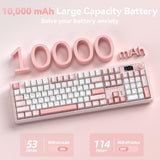 LINGBAO K108 Pro Teclado mecánico inalámbrico cremoso rosa con tecl...