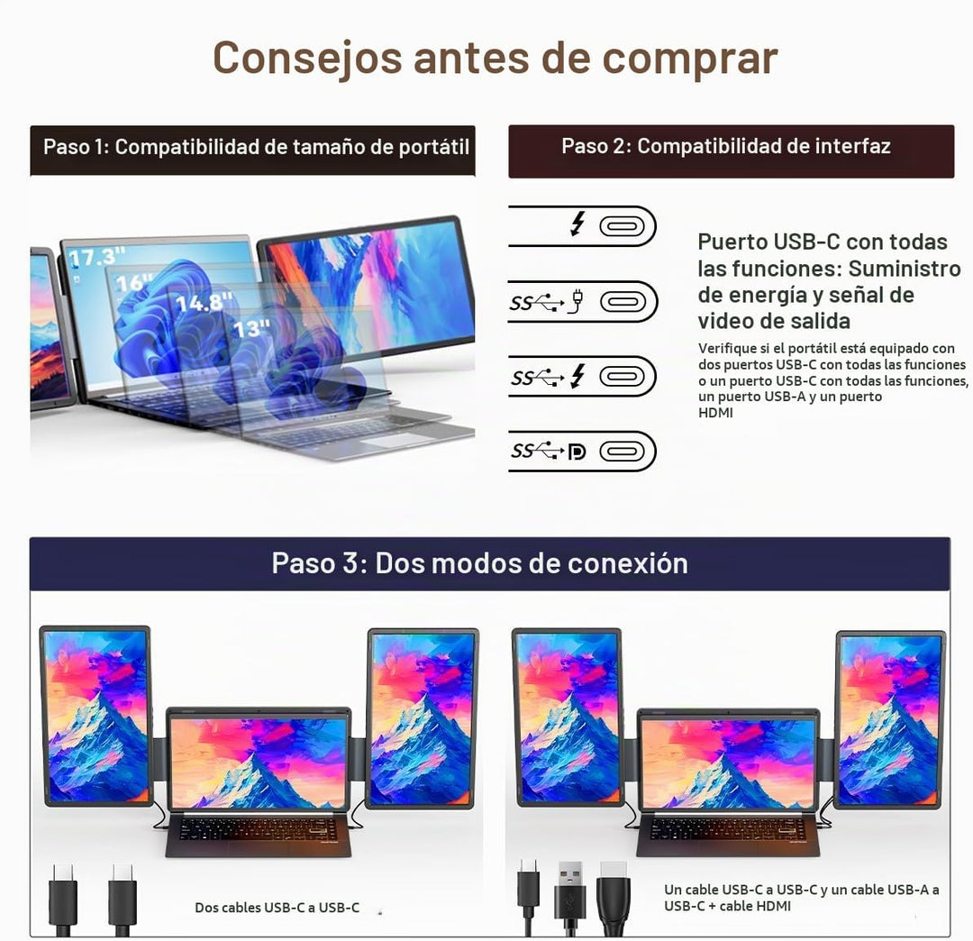 FQQ Extensor de Pantalla para computadora portátil Monitor portátil...