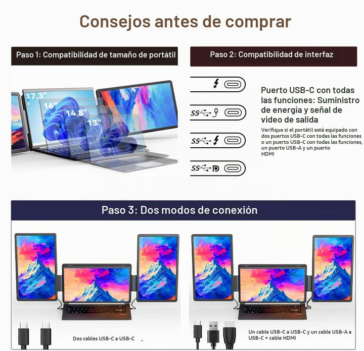 FQQ Extensor de Pantalla para computadora portátil Monitor portátil...