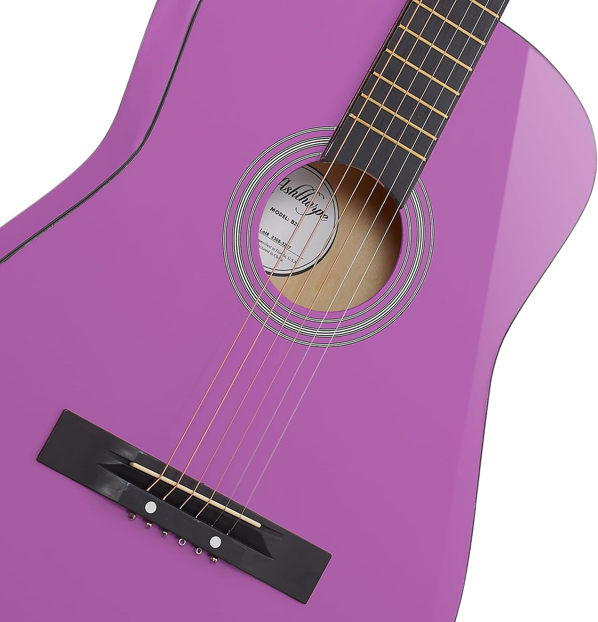 Ashthorpe Guitarra acústica infantil de 30 pulgadas (púrpura), kit de inicio para principiantes con bolsa de concierto, cuerdas adicionales, correa, púas y lecciones