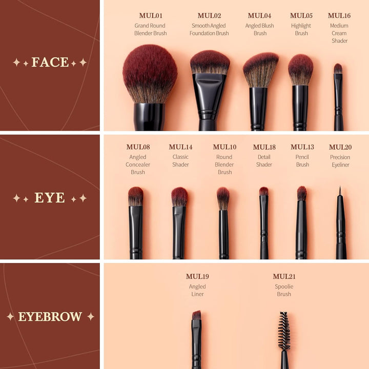 Jessup Juego completo de brochas de maquillaje, 13 piezas, base veg...