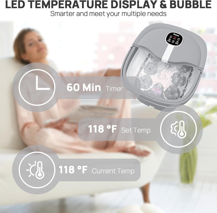 HOSPAN Masaje giratorio eléctrico plegable para pies, baño de pies...