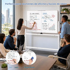 maxtek Pizarra blanca con ruedas, pizarra blanca magnética grande de 48 x 36 pulgadas con soportes, pizarra blanca grande de doble cara de borrado en seco sobre ruedas para escuela en casa, oficina en