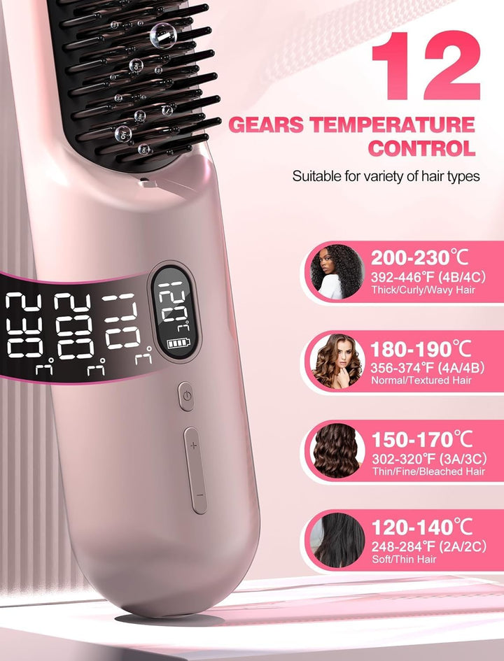 Cepillo alisador de pelo inalámbrico Go Brush Pro para cabello cort...