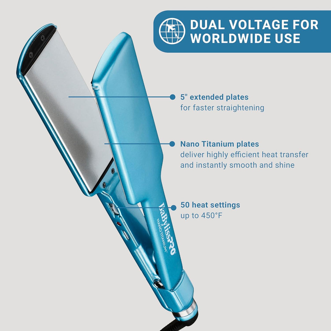 BabylissPRO Nano Titanium Ultra-Thin Hair Straightener, Professiona...