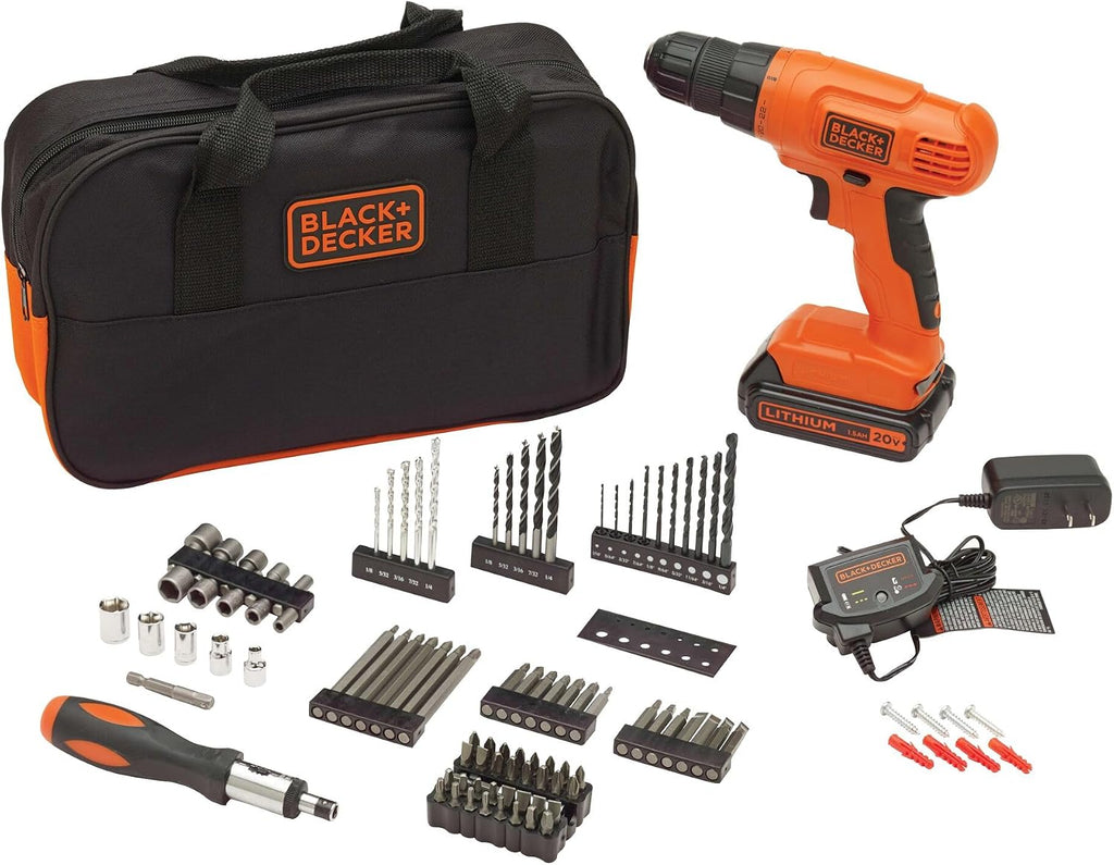 Taladro con iones de litio con 100 accesorios Black & Decker LD120VA 20-Volt MAX