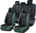 Juego completo de fundas de cuero para asientos delanteros y traseros de automóvil, impermeables, cobertura completa, protector de asiento de automóvil, ajuste universal para la mayoría de automóviles, SUV, camiones, negro y verde