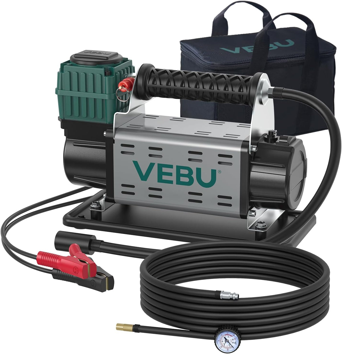 VEBU Compresor de aire de 12 V, inflador de neumáticos de 125 PSI c...