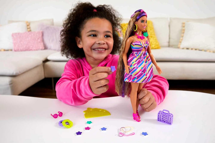 Barbie Muñeca Totally Hair, temática de flores con cabello de fanta...