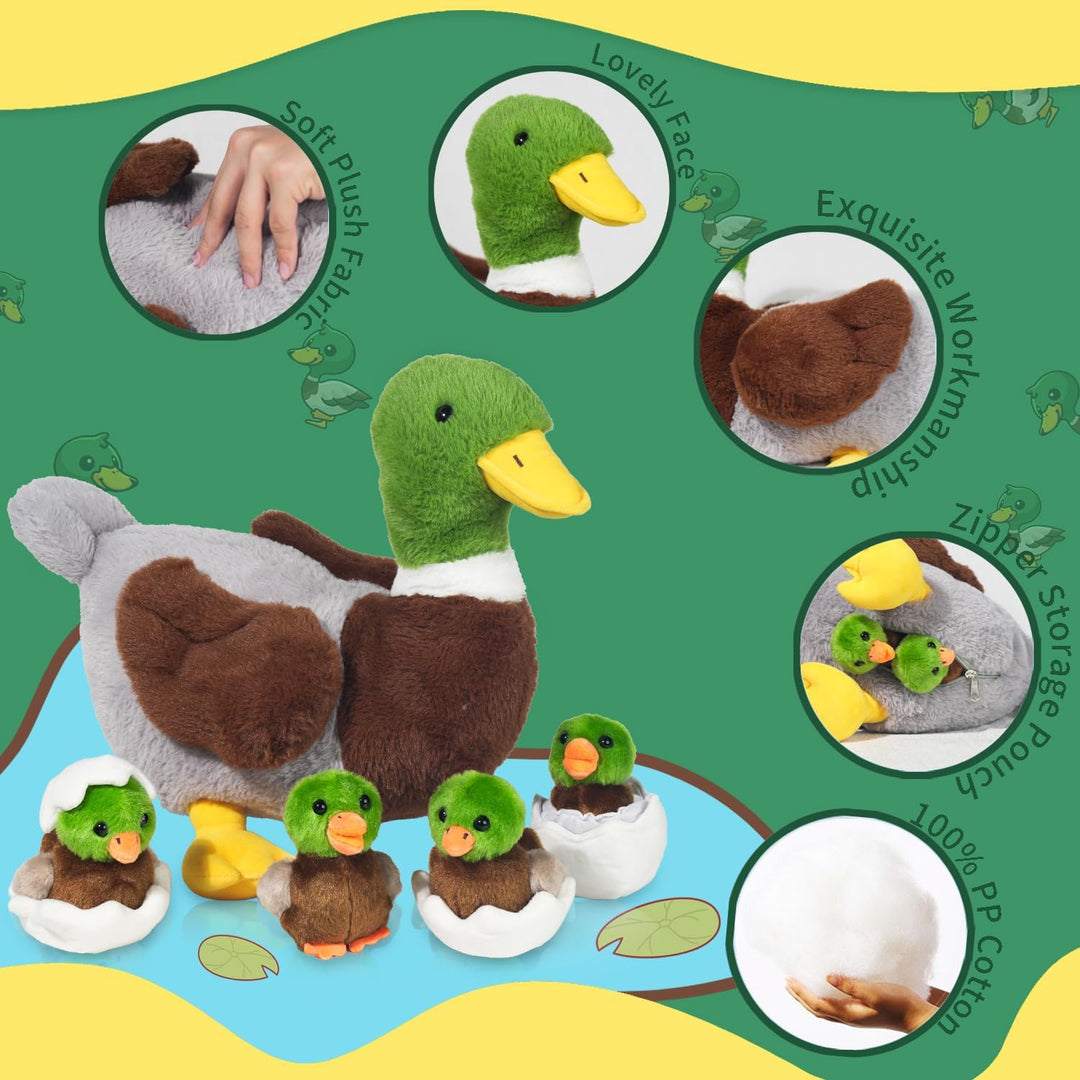 XYHQYB Peluche de pato real 7 en 1, 12 pulgadas con cremallera, pat...