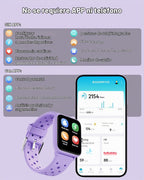BIGGERFIVE Reloj inteligente para niños sin aplicación, podómetro, ritmo cardíaco, impermeable 5 ATM, monitor de sueño, contador de pasos de calorías, juegos, reloj despertador para niñas de 5 a 14, lila poroso