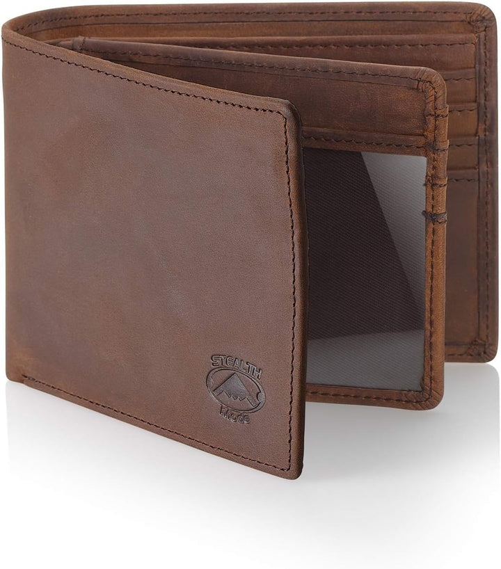 Cartera plegable de piel Stealth Mode para hombre con ventana de id...