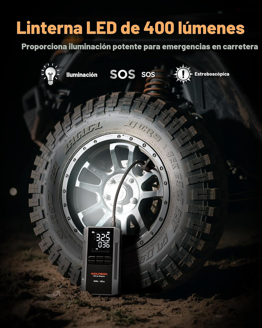 WOLFBOX arrancador del salto 4000A con el compresor de aire, caja portátil