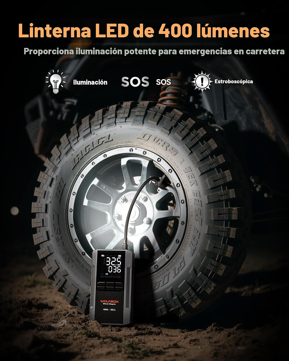 WOLFBOX arrancador del salto 4000A con el compresor de aire, caja portátil