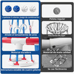 Juego de aro de baloncesto y lanzamiento de anillos 2 en 1 para piscina, base estable antipunta, incluye 4 pelotas de baloncesto, 8 anillos/bomba de bomba, juguetes flotantes de verano para piscina