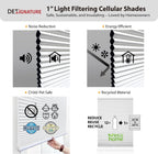 DEZ FURNISHINGS - Persiana celular sin cables de 1" de filtro de luz Signature, 20.5" de ancho x 64" de alto, Blanco