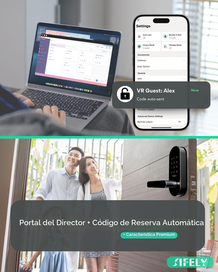 Cerradura de puerta inteligente con teclado de entrada sin llave co...
