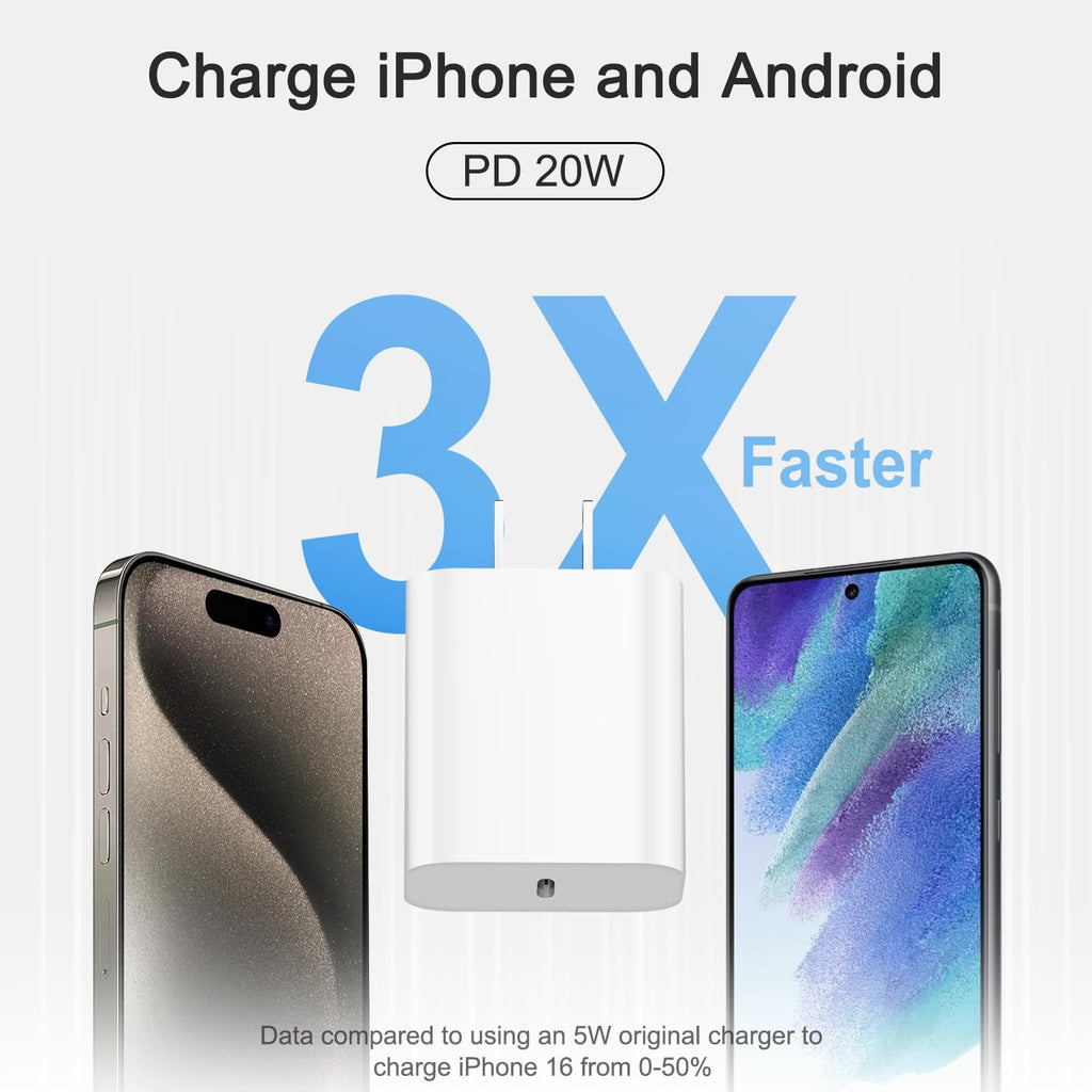Cargador de carga rápida para iPhone 17, 16, 15, paquete de 3 cargadores USB C, cable Lightning de 6 pies y cable USB C tipo C para iPhone 17/17 Plus/17 Pro Max/Air/16/16 Plus/16 Max/15 Pro Max/14 Max/iPad