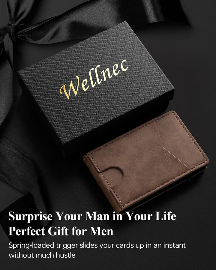 HITTIONA Billetera minimalista delgada para hombre, carteras de cue...