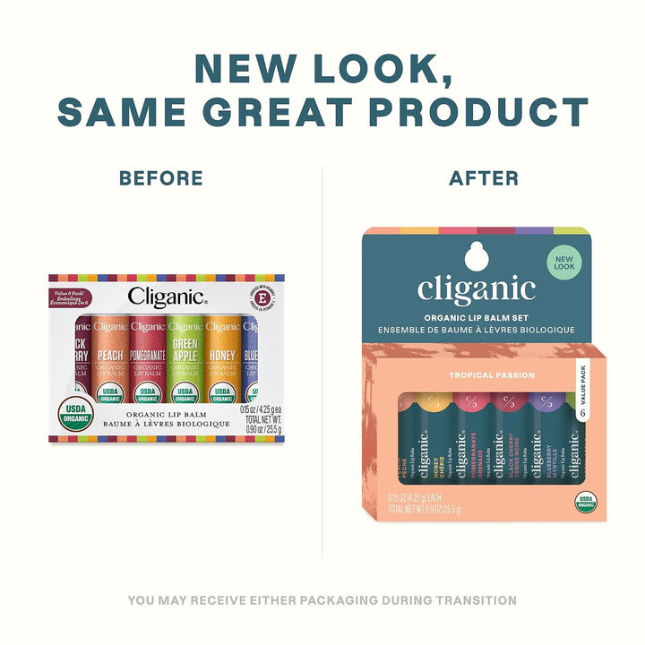 Cliganic Set de bálsamo labial orgánico - 6 sabores tropicales - Hi...