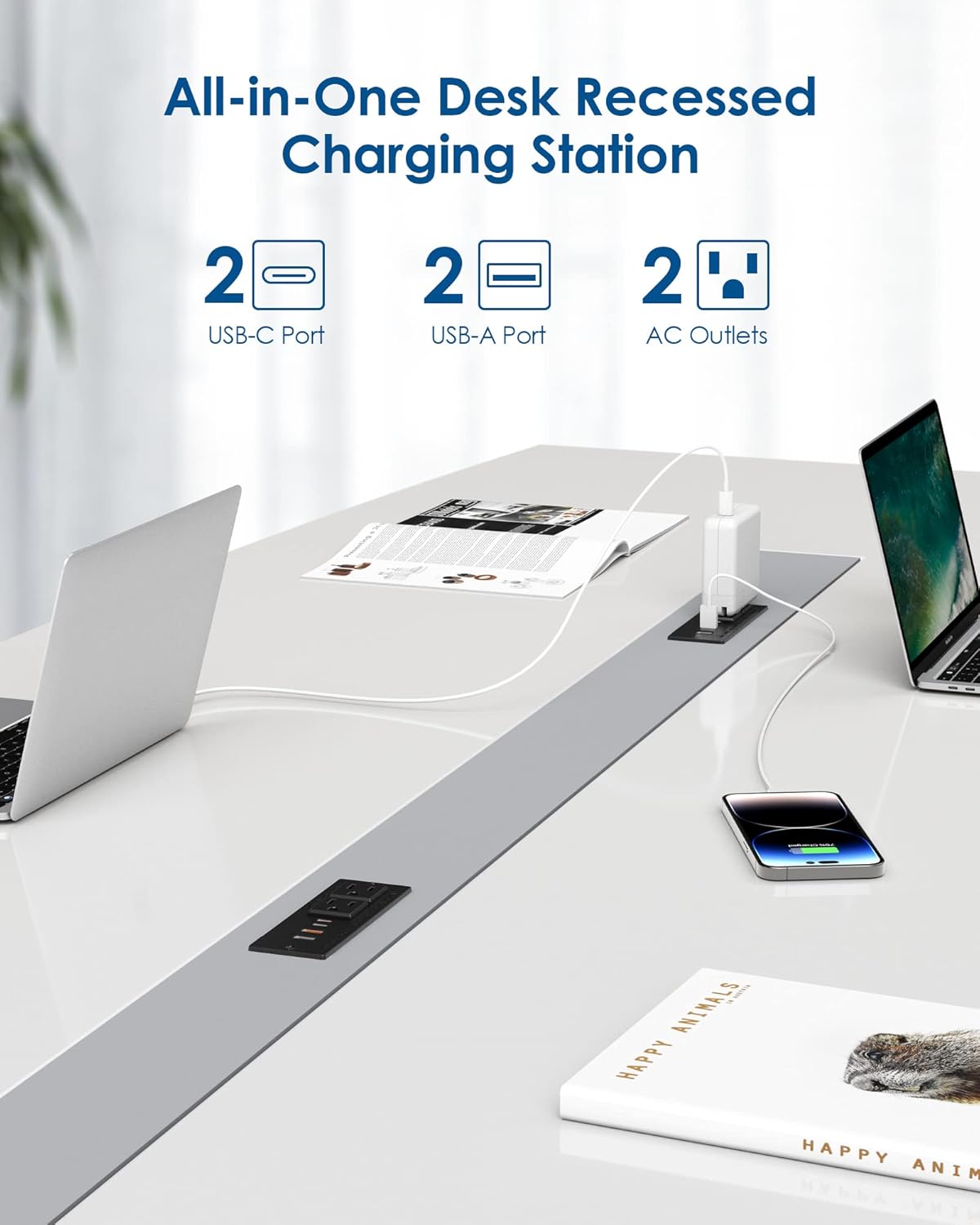 Regleta de enchufes empotrada con USB C de 30 W