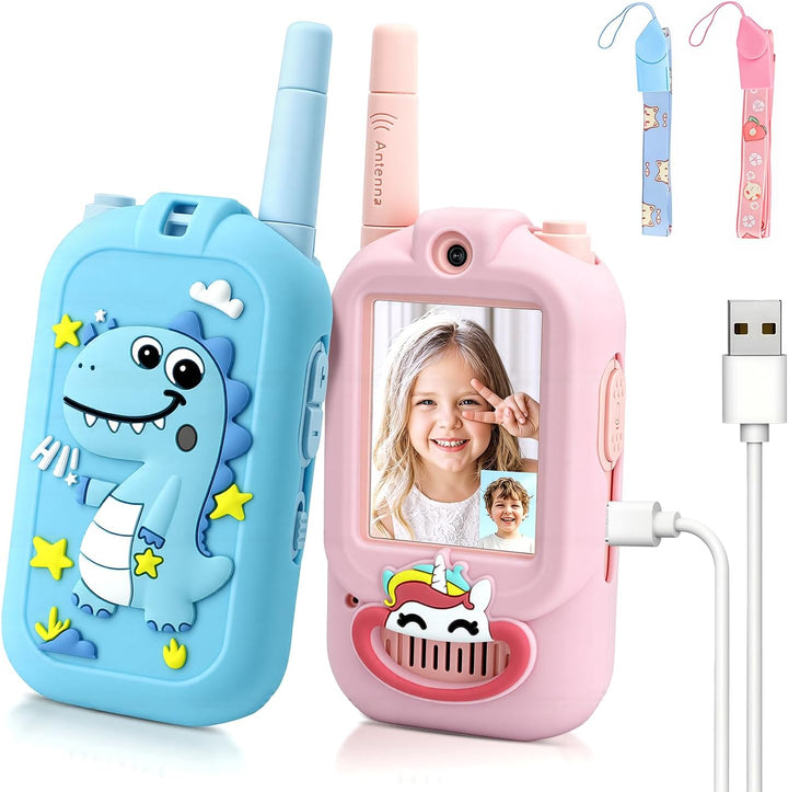 Walkie Talkies de video para niños, paquete de 2 intercomunicadores...