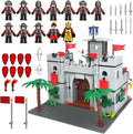 Juego de bloques de construcción del castillo medieval de caballero, con 12 figuras de caballero de las sombras, castillo del reino de los caballeros, regalo de Pascua para niños, 4+, 718 piezas