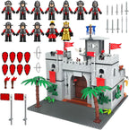 Juego de bloques de construcción del castillo medieval de caballero, con 12 figuras de caballero de las sombras, castillo del reino de los caballeros, regalo de Pascua para niños, 4+, 718 piezas