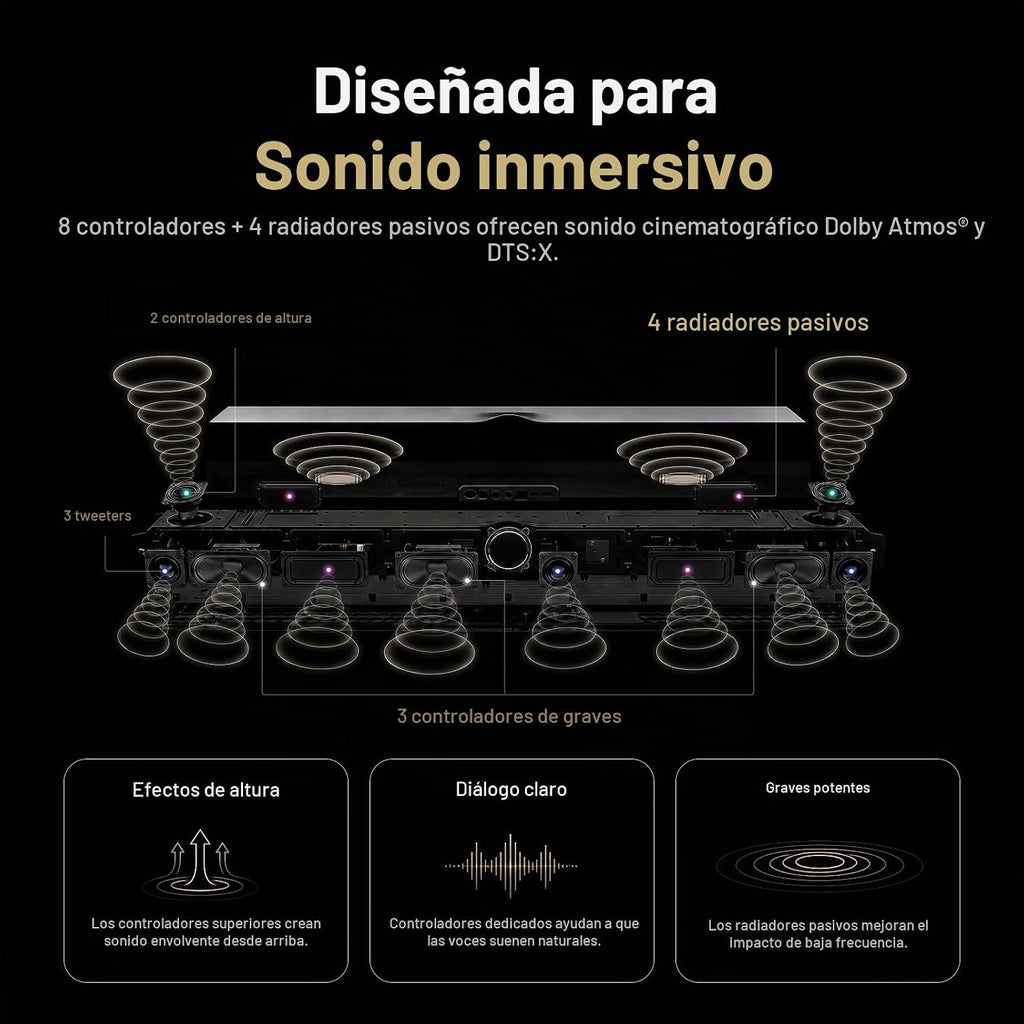 WiiM Bar 3.0.2 Dolby Atmos & DTS Smart Soundbar, pantalla táctil de 2.1