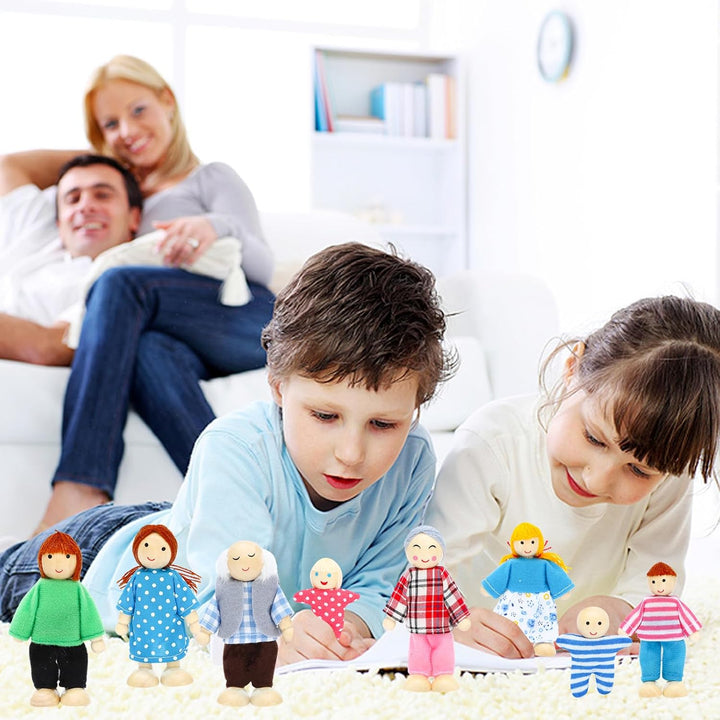 ONEST Juego de Familia de Casa de Muñecas de Madera de 17 Piezas, M...