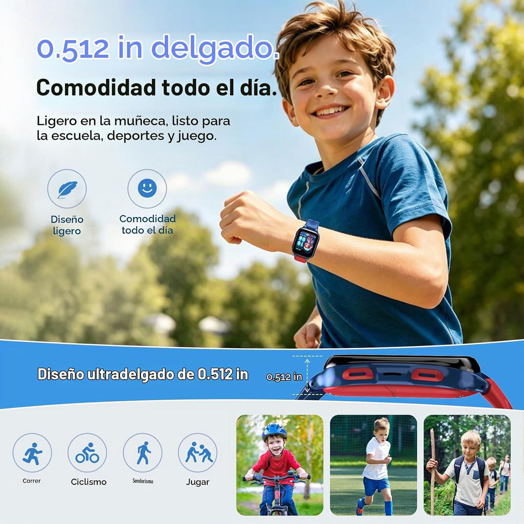 Reloj inteligente K9 para niños con rastreador GPS, voz y videollamada AI, AMOLED de 1.78 pulgadas, reloj inteligente 4G con SOS, controles parentales, modo escolar, reloj inteligente